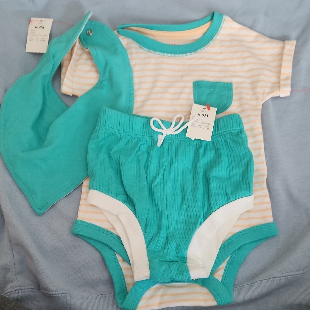 Cat & Jack Blue and Cream 3 Piece Set